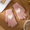 Guantes Cálidos Estilo Coreano para Invierno, Engrosados para Ciclismo, Separados por Dedos, a Prueba de Frío, Felpa de Cristal de Terciopelo para Pantalla Táctil, Lindos para Mujer Estilo Nuevo