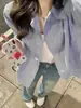 Camisa Casual Holgada para Mujer 2024 Primavera Nueva Bordada de Poni Algodón Lavado Manga Larga Versátil Camisa para Vestir por Capas