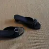 Sandalias coreanas estilo 2026, elegantes y sencillas, con punta redonda y correa de hebilla para mujer, adecuadas para uso exterior y para ir al trabajo, con tacón grueso y diseño de punta abierta