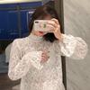 Camisa de encaje de malla de hadas transfronteriza para mujer, nueva camisa de estilo coreano, estilo occidental, con cuello medio alto y base interior, moderna