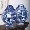 Jarrón de porcelana antigua azul y blanca pintado a mano de cerámica Jingdezhen, arreglo floral, decoración de estilo chino para sala de estar, adornos para mueble de TV del hogar