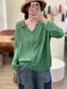 Nuevo Cárdigan Bordado de Algodón y Lino con Solapa para Mujer, Temporada Primavera/Verano 2026, Elegante, Casual, Holgado, Ligero, Abrigo para Aire Acondicionado