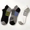Meias Invisíveis de Barco Respiráveis para Homem de Verão, Meias Esportivas, Absorventes de Suor, Antiodor com Malha, Listradas em Preto e Cinza, Atacado Transfronteiriço