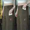 Calças casuais retas confortáveis para primavera e outono, calças esportivas de perna larga da moda com múltiplos bolsos, calças cargo versáteis masculinas de corte solto