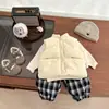 Pantalones de Forro Polar a Cuadros Retro para Bebé Invierno Niños Elegantes Engrosados Integrados Forro Polar Cálidos Pantalones Jogger Versátiles Invierno