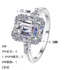 Anillo de Plata de Ley S925 con Moissanita Xindeyi para Mujer, Anillo Cuadrado Geométrico Biselado, Hermoso y Exquisito con un Toque de Lujo
