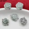 Anillo Doble Flor de Loto de Plata de Ley S925 Accesorios de Jade Retro Antiguo DIY Pulsera Hecha a Mano Accesorios para Collares Pendientes