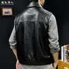 "Old Money" estilo retrô colete de couro PU lavado estilo motociclista para homens, preto, com zíper, corte solto, casual
