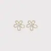 Brincos Elegantes de Flor de Cinco Pétalas Totalmente Cravejados de Diamantes, Novo Estilo, para Mulheres, Brincos de Designer de Nicho, Brincos Exquisitos e Versáteis