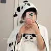 Traje de toalla de terciopelo de coral de panda, toalla de baño, sombrero lindo de dibujos animados para secar el pelo, falda de baño absorbente, engrosado, juego de tres piezas