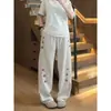 Calça casual solta estilo retrô americano para homens e mulheres, calça reta solta de marca da moda, estilo outono e inverno, estilo estudante, calça longa estilosa de perna larga