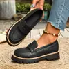2026 Nuevos Mocasines de Primavera y Otoño, Talla Grande Casual de Gamuza Estilo Británico para Mujer, Tacón Grueso Suela Gruesa Retro Zapatos de Vestir, Talla 43