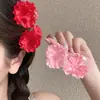 Presilha de Cabelo Flor de Rosa Estilo Floresta para Meninas, Piranha Lateral de Princesa, Pequeno Acessório de Meio Preso para Cabelo Fino, Presilha de Tubarão