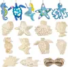 Peças de Madeira de Vida Marinha Não Acabadas Artesanato de Madeira DIY Feito à Mão Pingentes de Decoração de Feriado Infantil