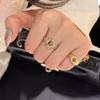 Anel Dedo Dourado Escovado Estilo Maillard Microincrustado Diamante Pedra Olho de Tigre Anel de Dedo Pulseira Outono Inverno