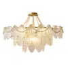 Candelabro de cobre puro estilo francés de lujo ligero para sala de estar, lámpara acogedora estilo crema elegante y moderna para dormitorio, lámpara de techo creativa de perlas para el hogar