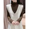 Camisa con Bordado de Flor de Auricularia Base de Encaje Soluble en Agua 2024 Principios de Otoño e Invierno Cuello Semi Alto Encaje Ropa Interior Ropa Exterior Ajustada