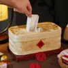 Bambú Tejido Tubo de Bambú Caja de Almacenamiento de Bambú Caja de Pañuelos Sala de Estar del Hogar Hotel Restaurante Mesa de Café Caja de Papel Caja de Almacenamiento Simple