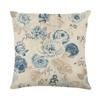 Funda de almohada a cuadros con diseño retro de rosas en crema y azul, para el hogar, el sofá y la oficina.