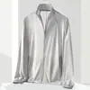 Roupas de proteção solar para áreas externas de seda gelada de verão, proteção UV UPF50, fina, fresca, respirável, leve, proteção solar, roupas da moda masculina