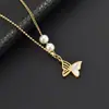 Collar de cadena para clavícula con concha blanca de marisco mariposa semihueca de Corea del Sur, moda de celebridad de Ins para mujer