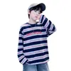 Ropa para Niños Sudadera Redonda de Primavera para Niños 2026 Nuevo Estilo para Niños Mayores Primavera y Otoño Camiseta Rayada para Niños Moderna
