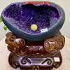 Bolsa de Dinheiro de Geodo de Cristal Roxo Ornamento Atacado Purificação de Energia de Cristal Pedra Bruta Sala de Estar Escritório Entrada Ornamento de Cristal Geodo de Cristal