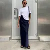 Ropa Europea y Americana para Mujer Primavera y Verano Elegante Dama Alta Gama Satín Imitación Seda Multicolor Venta al por Mayor Falda Falda Larga
