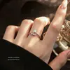 Anillo de plata s925 con forma de ginkgo Yun Xiaoshu para mujer, diseño de nicho, anillo abierto para el dedo índice, anillo de banda lisa de alta gama, venta al por mayor