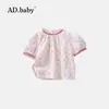 Ropa infantil coreana verano 2025 nueva estilo occidental ropa infantil para mujer verano camisa de verano de encaje coreano de manga corta