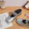 Sandalias Baotou de Nuevo Estilo para Mujer para Usar Afuera en Verano, Zapatos Cuadrados de Punta Alta para Mujer de Gama Alta y Elegantes, Zapatos Mary Jane Plateados