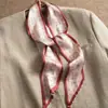 Bufanda Larga de Seda Diagonal con Puntos y Borde de Perlas Estilo Japonés para Mujer, Accesorio para el Cuello, Bufanda para Usar con Camisas, Bufanda Fina de Seda