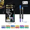 Bolígrafos Metálicos Coloridos de Doble Punta y Doble Color con Puntas Suaves, Marcadores de Color Metálico para Dibujo Artístico, Bolígrafos Base Agua Multicolores para DIY