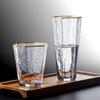 Taça de Champanhe Martelada com Borda Dourada Europeia Cristal Taça Taça de Coquetel Copo de Água Criativo Copo de Suco Atacado