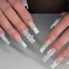 Colección Popular de Pegatinas para Uñas de Comercio Exterior, Estilo Francés Europeo y Americano Uñas Postizas de Chica Popular, Uñas Cuadradas Largas Usables con Pedrería