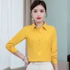 Camisa Branca Feminina Estilo Coreano Slim Fit Manga Longa Base Multicolorida Roupa de Negócios plus size Roupa de Trabalho Vestido Estudante