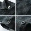 Camisa de franela cepillada de alta gama y peso pesado de 550G para hombre, camisa de manga larga a cuadros vintage engrosada para otoño e invierno, venta al por mayor