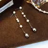 Brincos Longos com Franjas de Pérola em Gota d'Água Prateada, Estilo Novo, Fashionáveis, Exquisitos, Design Único, Nicho, Versáteis, Brincos de Luxo