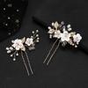 Set de 2 Horquillas Metálicas con Forma de U, Flor de Arcilla Blanca Suave Transfronteriza Europea y Americana, Accesorios para el Cabello al por Mayor