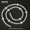 Acero de Titanio 316 Trébol de Cuatro Hojas Cadena de Tenis Completamente Diamantada de Circonita Accesorios para Mujer, Collar de Cielo Estrellado de Lujo Ligero de Nicho