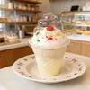 Novo Copo para Bolo de Sorvete Cone de Natal Mousse de Sorvete Copo para Bolo com Creme Copo de Plástico Transparente com Tampa