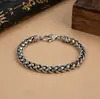 Pulseira Masculina de Prata de Lei S925 Pulseira Grossa de Prata Agressiva Moda de Verão Japonesa Estilo Hip Hop Joias de Prata para Homens
