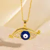 [Personalizado] Colar Olhos Azuis Cílios Feminino Cobre Banhado a Ouro Zircônio Moda Pingente Avançado Olho Turco Azul