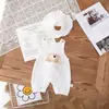 Mono de muselina para recién nacidos, verano, niños y niñas, mono con capucha para bebé, mono sin mangas de dibujos animados para salir