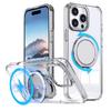 Adecuado para Apple 17E Carcasa Transparente Soporte Giratorio Plegable Succión Magnética Magsafe 16Pro Borde Suave Funda Protectora Anti-Caídas