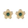 Pendientes de plata de ley S925 chapados en oro con jaspe y malaquita, pétalos exquisitos, estética de moda, personalidad vintage, antiguos para mujer