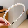 Tiara de Pérolas para Mulheres, Estilo Celebridade da Internet, Tiara com Franja de Pérolas, Versátil para Sair, Pente de Cabelo Estilo Princesa Alta, Elástico de Cabelo Atacado