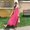 Vestido único con correa de borlas para mujer, vacaciones de verano en la playa, estilo suave, corte holgado, adelgazante, elegante vestido largo