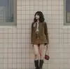Para Comercio Exterior Transfronterizo Europeo y Americano Ropa de Mujer Aliexpress Más Vendido Otoño Retro Versátil Chaqueta de Gamuza Color Caramelo