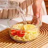 Bowl de Vidrio Resistente a Altas Temperaturas para Conservar, Redondo, Apto para Microondas, con Tapa de PP, Caja Simple para Conservar, Juego de Tazones para el Hogar, Redondo